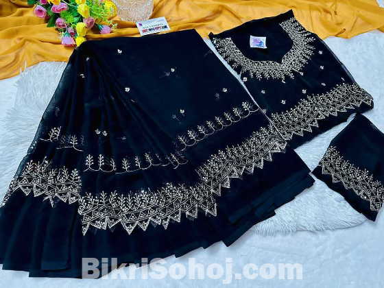 Georgette embroidered সারেএ at low price
